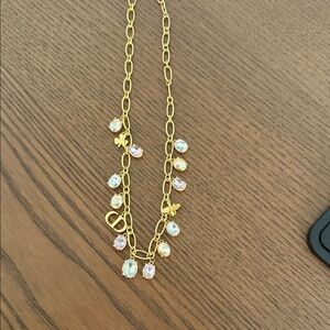 Dior Gold Chain Necklace with Iridescent Crystal and Motif Charms